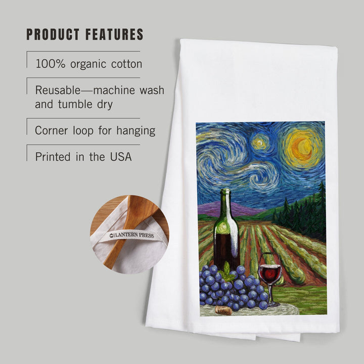 Vineyard, Starry Night, Organic Cotton Kitchen Tea Towels Kitchen Lantern Press 