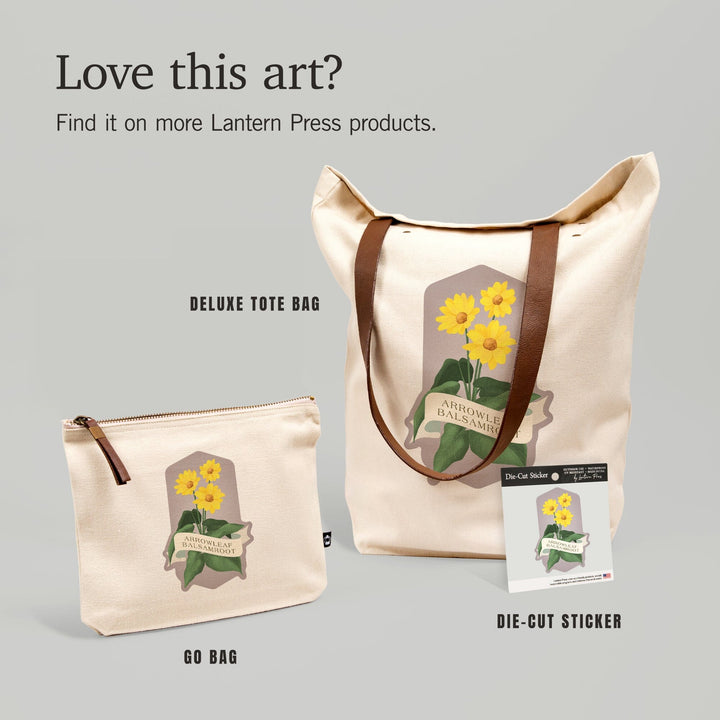 Vintage Flora, Arrowleaf Balsamroot, Contour, Vinyl Sticker Sticker Lantern Press 