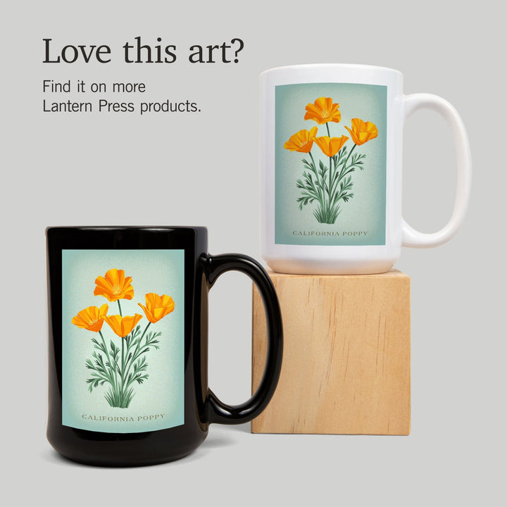 Vintage Flora, California Poppy, Ceramic Mug Mugs Lantern Press 