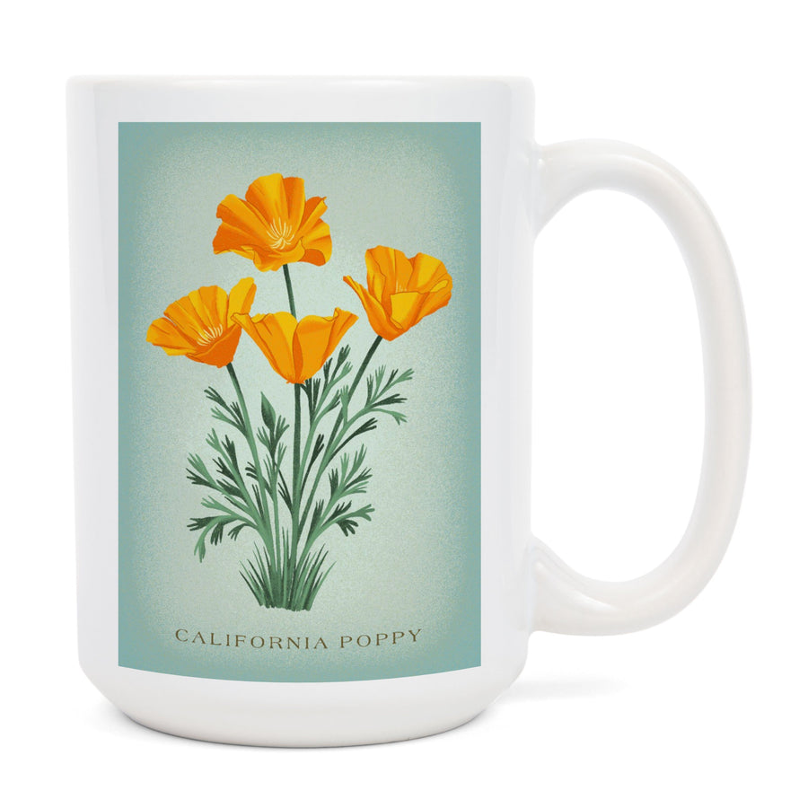 Vintage Flora, California Poppy, Ceramic Mug Mugs Lantern Press 