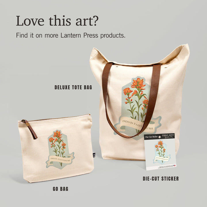 Vintage Flora, Indian Paintbrush, Contour, Vinyl Sticker Sticker Lantern Press 