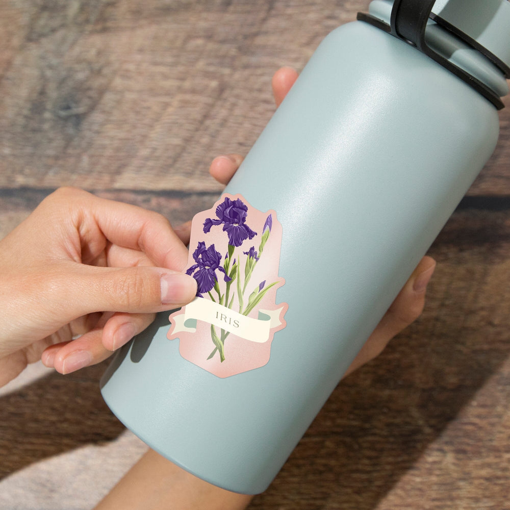 Vintage Flora, Iris, Contour, Vinyl Sticker Sticker Lantern Press 