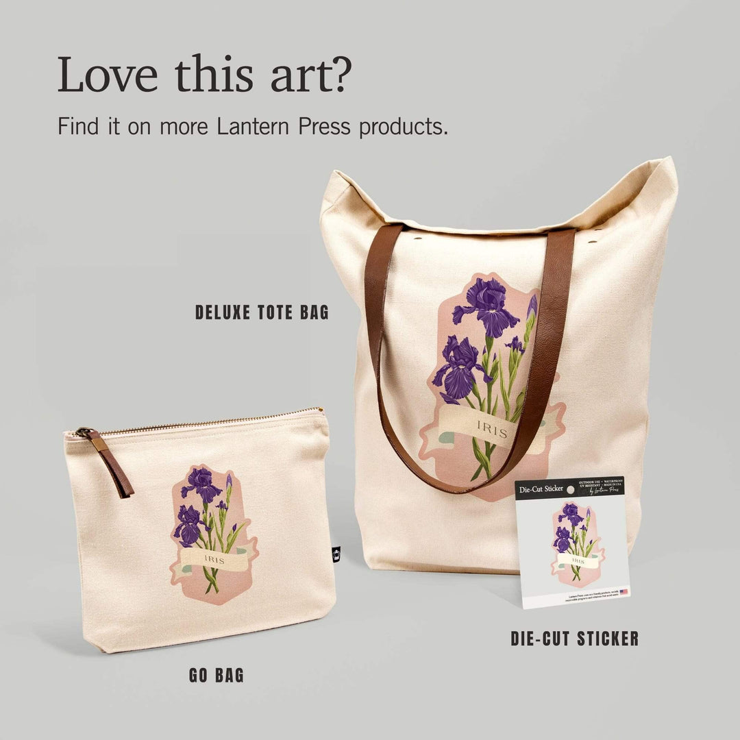 Vintage Flora, Iris, Contour, Vinyl Sticker Sticker Lantern Press 