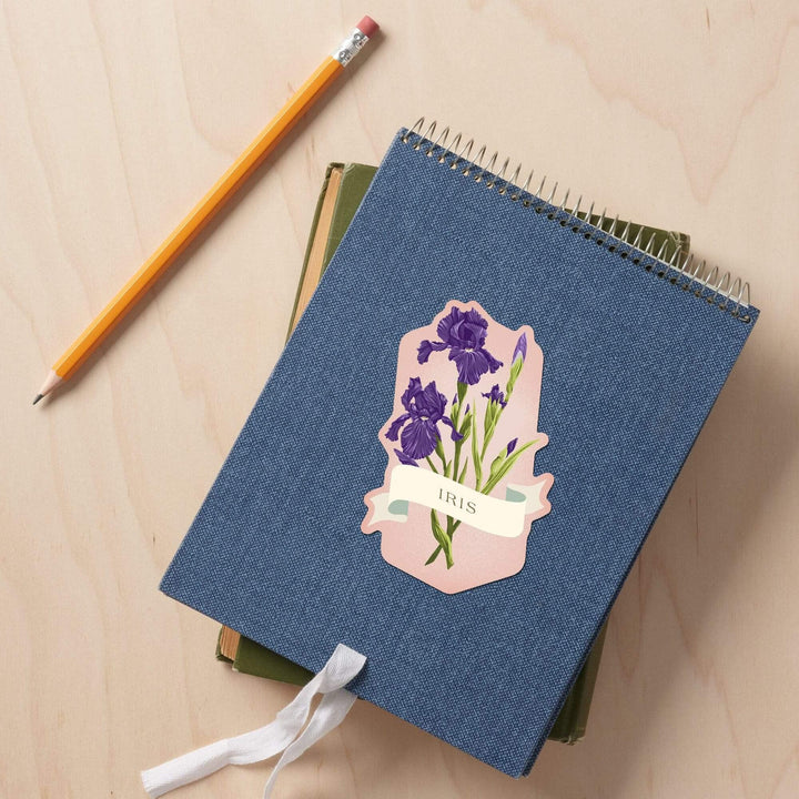 Vintage Flora, Iris, Contour, Vinyl Sticker Sticker Lantern Press 