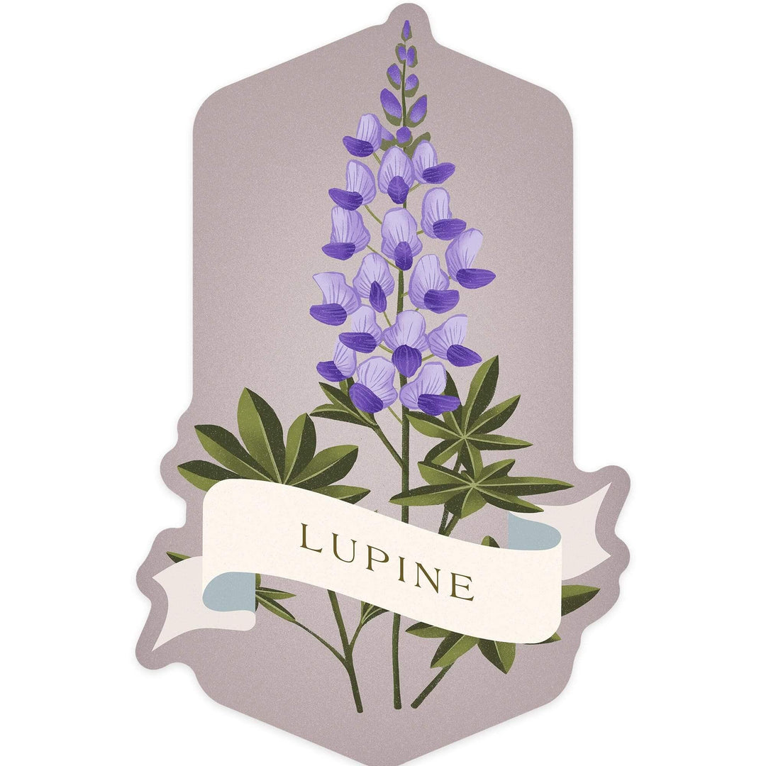 Vintage Flora, Lupine, Contour, Vinyl Sticker Sticker Lantern Press 