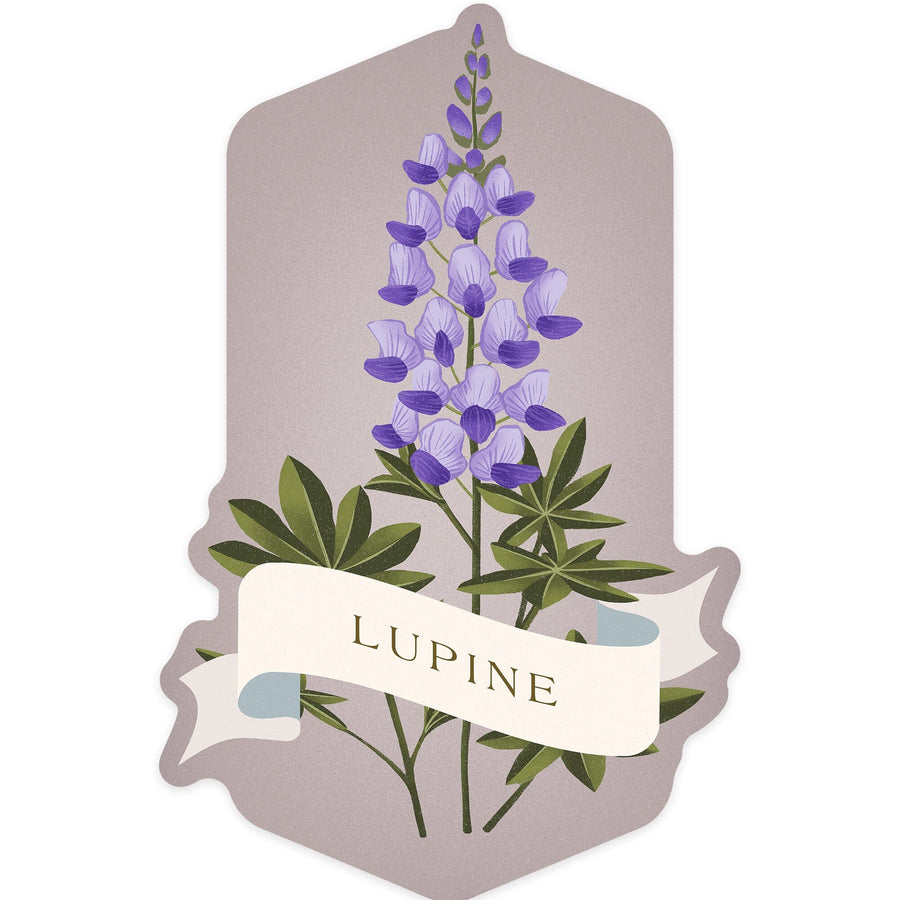Vintage Flora, Lupine, Contour, Vinyl Sticker Sticker Lantern Press 