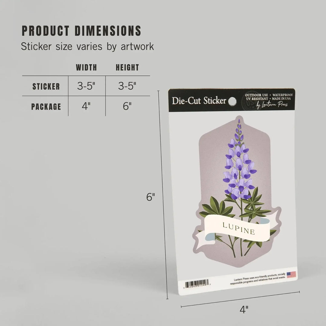 Vintage Flora, Lupine, Contour, Vinyl Sticker Sticker Lantern Press 