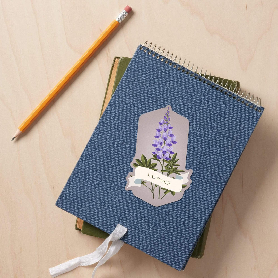 Vintage Flora, Lupine, Contour, Vinyl Sticker Sticker Lantern Press 