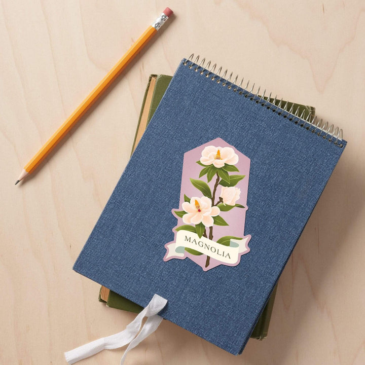 Vintage Flora, Magnolia, Contour, Vinyl Sticker Sticker Lantern Press 