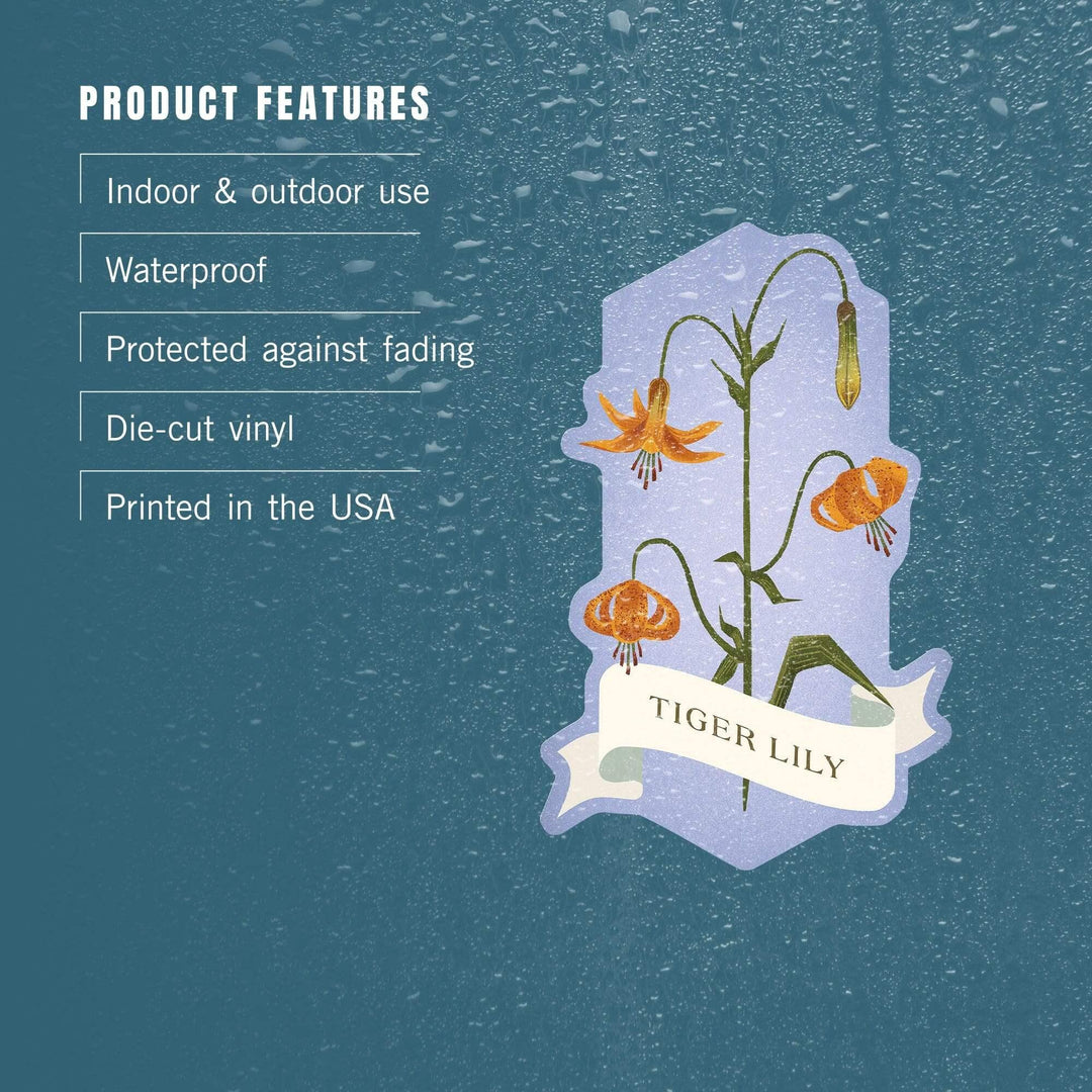 Vintage Flora, Tiger Lily, Contour, Vinyl Sticker Sticker Lantern Press 