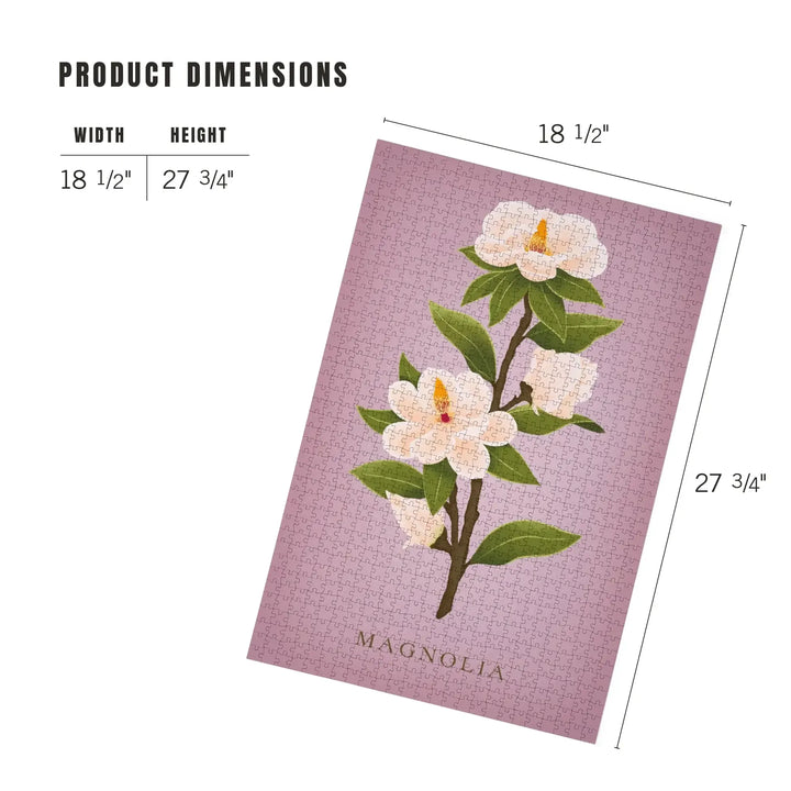 Vintage Flora, White Magnolia, Jigsaw Puzzle Puzzle Lantern Press 