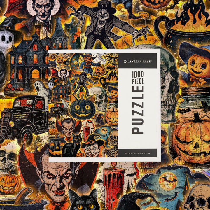 Vintage Halloween Collage, Jigsaw Puzzle Puzzle Lantern Press 