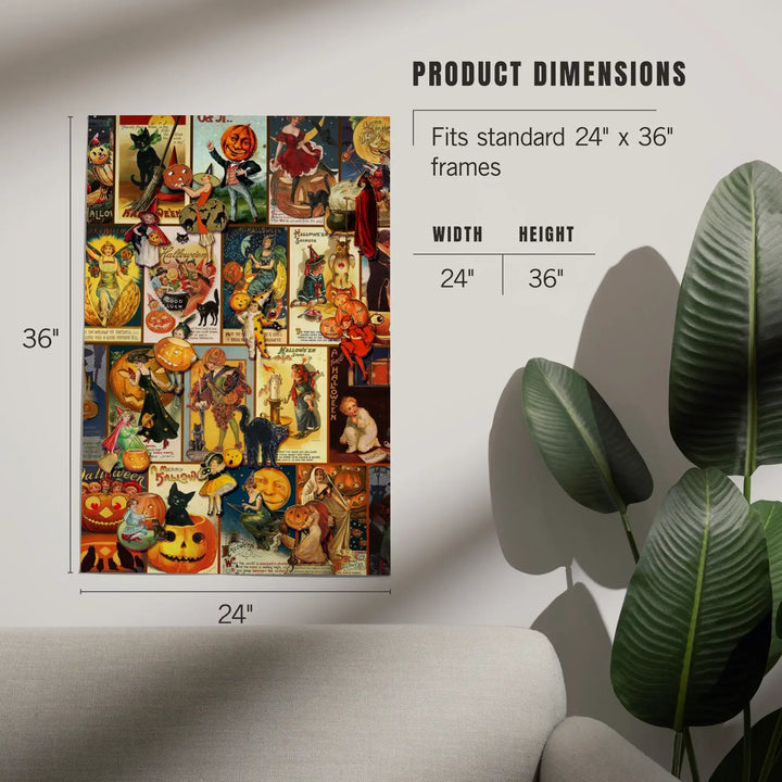 Vintage Halloween Postcard Collage, Art & Giclee Prints Art Lantern Press 