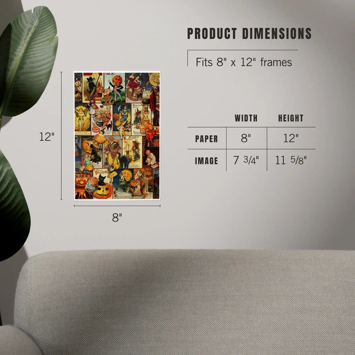 Vintage Halloween Postcard Collage, Art & Giclee Prints Art Lantern Press 