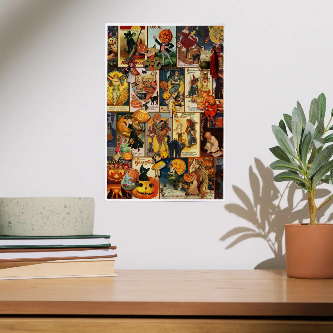 Vintage Halloween Postcard Collage, Art & Giclee Prints Art Lantern Press 