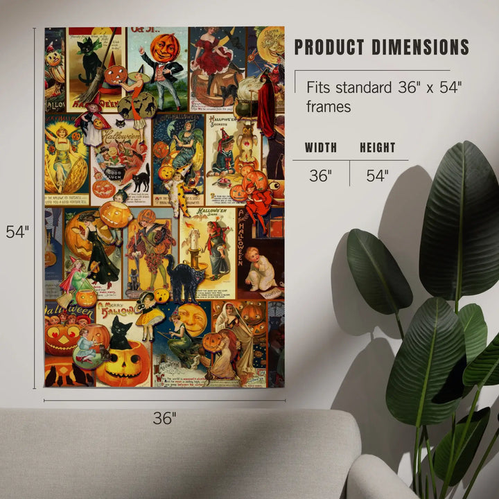 Vintage Halloween Postcard Collage, Art & Giclee Prints Art Lantern Press 