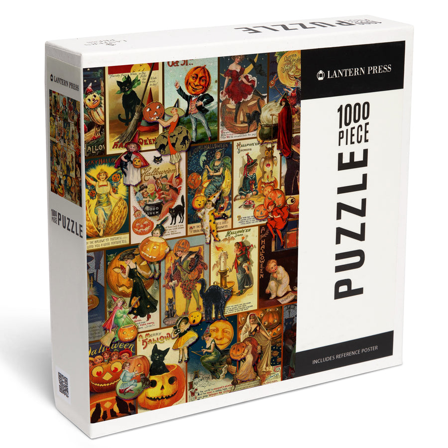 Vintage Halloween Postcard Collage, Jigsaw Puzzle Puzzle Lantern Press 
