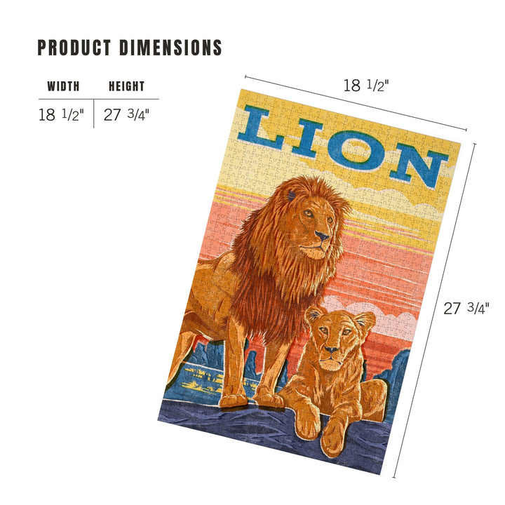 Vintage Print Press, Lion, Jigsaw Puzzle Puzzle Lantern Press 