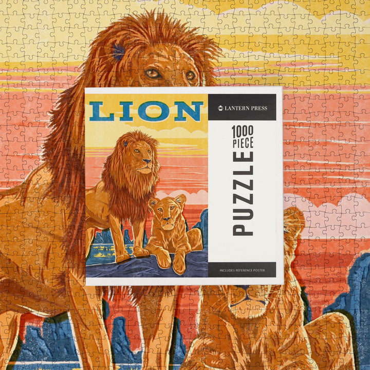 Vintage Print Press, Lion, Jigsaw Puzzle Puzzle Lantern Press 