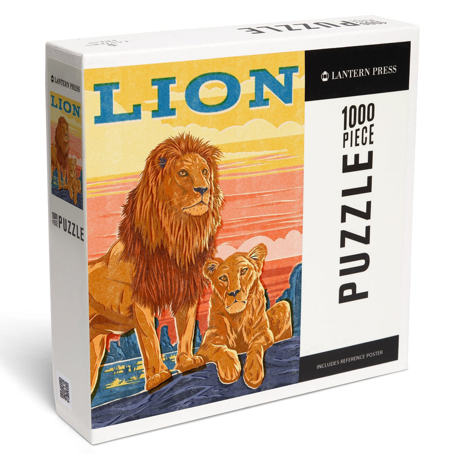 Vintage Print Press, Lion, Jigsaw Puzzle Puzzle Lantern Press 