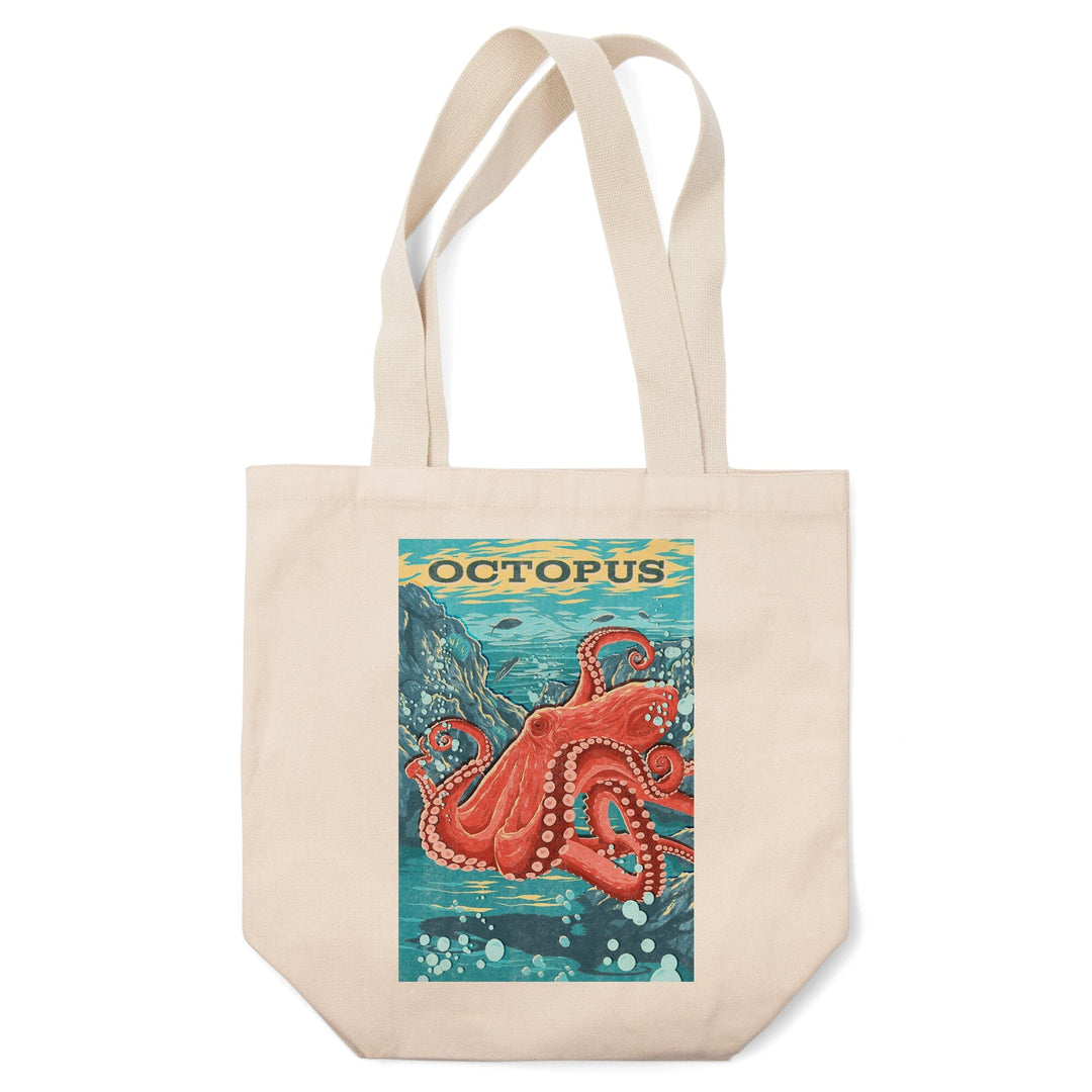 Vintage Print Press, Octopus, Tote Bag Totes Lantern Press 