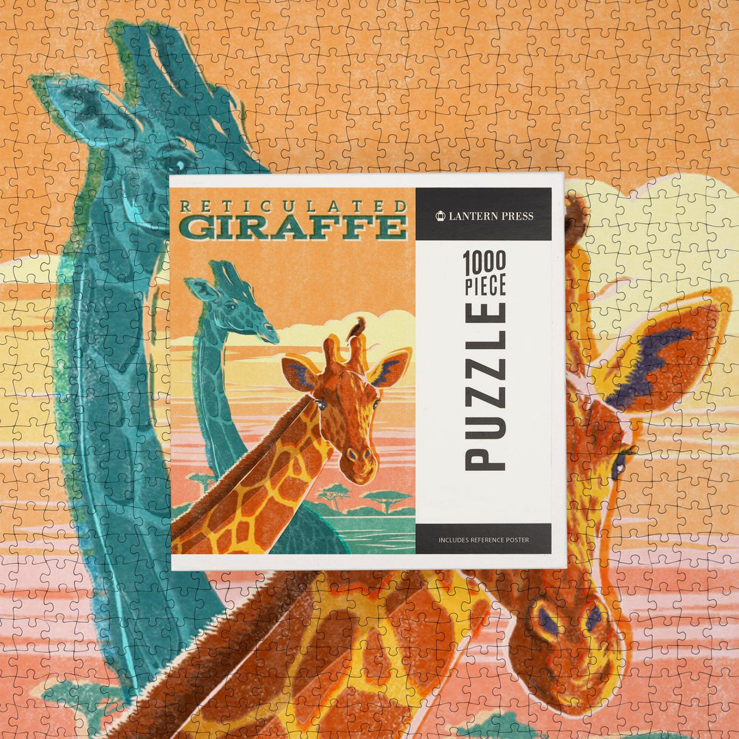 Vintage Print Press, Reticulated Giraffe, Jigsaw Puzzle Puzzle Lantern Press 