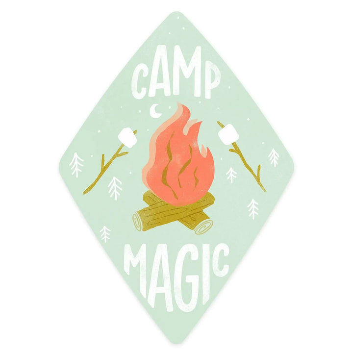 Vintage Summer Series, Camp Magic Fire and S'mores, Contour, Vinyl Sticker Sticker Lantern Press 