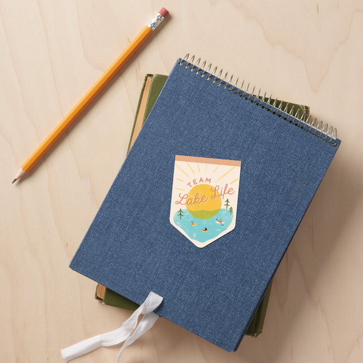 Vintage Summer Series, Team Lake Life Pennant, Contour, Vinyl Sticker Sticker Lantern Press 