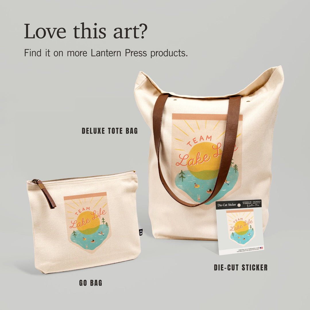 Vintage Summer Series, Team Lake Life Pennant, Contour, Vinyl Sticker Sticker Lantern Press 