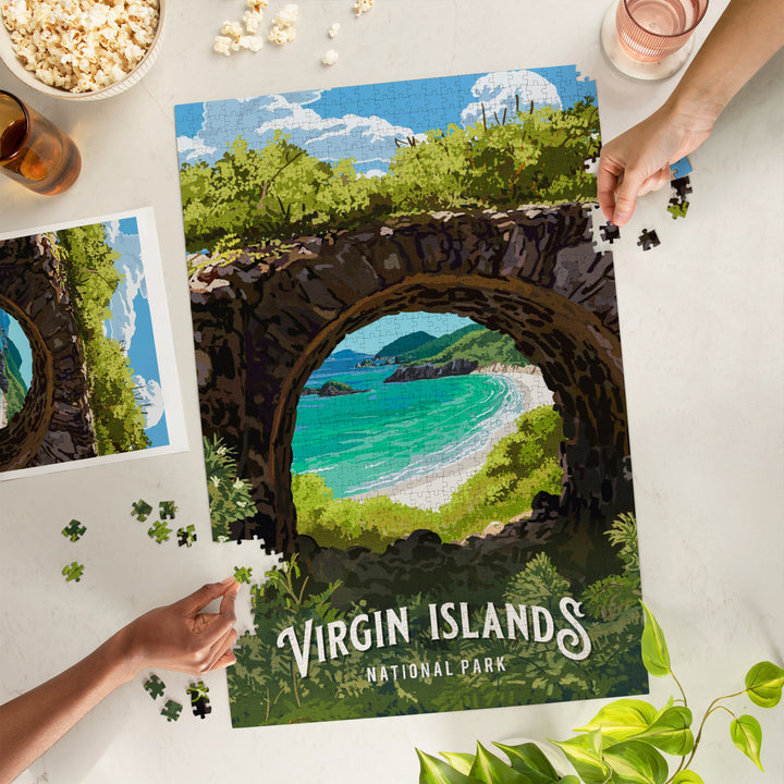 Virgin Islands National Park, U.S. Virgin Islands, Painterly National Park Series, Jigsaw Puzzle Puzzle Lantern Press 