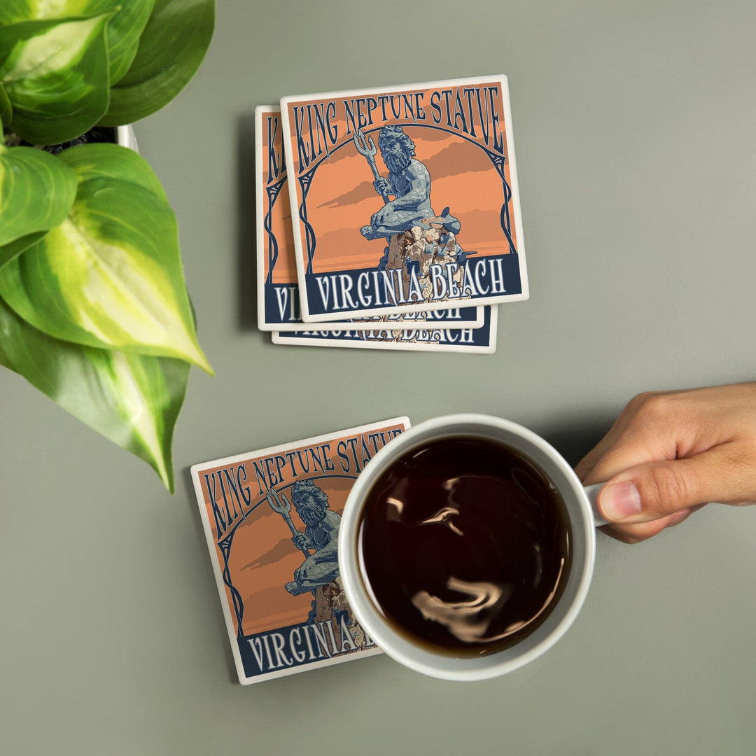 Virginia Beach, Virginia, King Neptune Statue, Coasters Coasters Lantern Press 