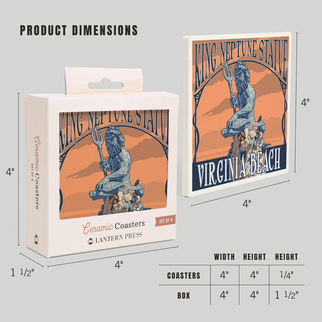 Virginia Beach, Virginia, King Neptune Statue, Coasters Coasters Lantern Press 