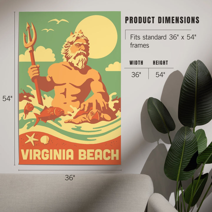 Virginia Beach, Virginia, King Neptune Statue, Retro Beach, Art & Giclee Prints Art Lantern Press 