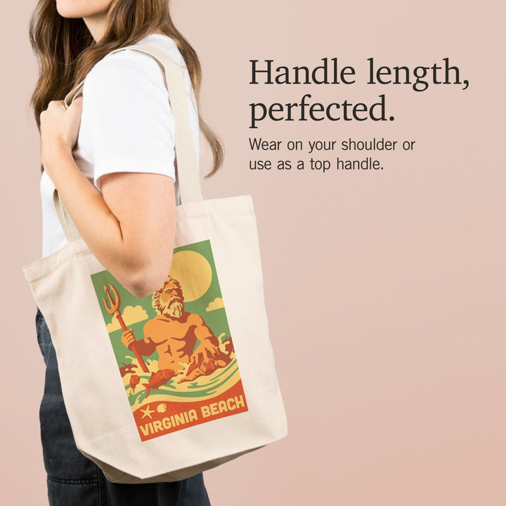 Virginia Beach, Virginia, King Neptune Statue, Retro Beach, Tote Bag Totes Lantern Press 