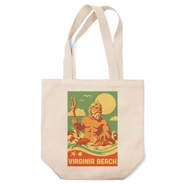 Virginia Beach, Virginia, King Neptune Statue, Retro Beach, Tote Bag Totes Lantern Press 