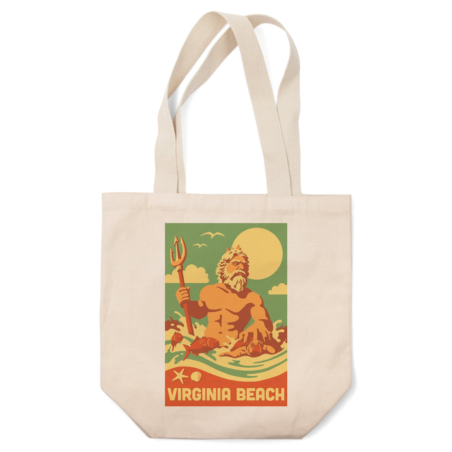 Virginia Beach, Virginia, King Neptune Statue, Retro Beach, Tote Bag Totes Lantern Press 
