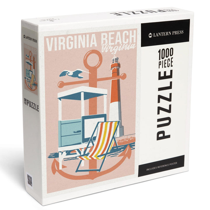 Virginia Beach, Virginia, Letterpress Anchor, Jigsaw Puzzle Puzzle Lantern Press 