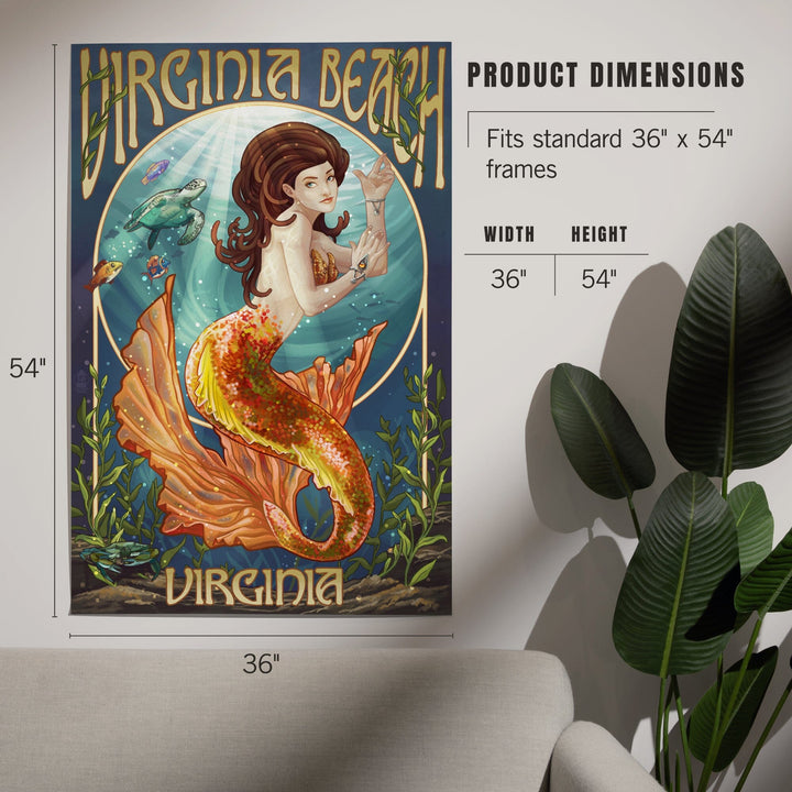 Virginia Beach, Virginia, Mermaid, Art & Giclee Prints Art Lantern Press 
