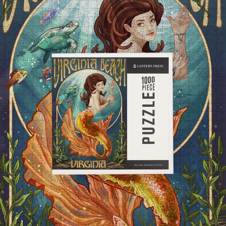 Virginia Beach, Virginia, Mermaid, Jigsaw Puzzle Puzzle Lantern Press 