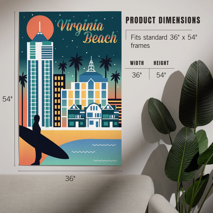 Virginia Beach, Virginia, Retro Skyline Chromatic Series, Art & Giclee Prints Art Lantern Press 