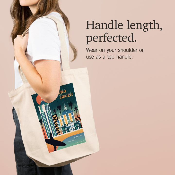 Virginia Beach, Virginia, Retro Skyline Chromatic Series, Tote Bag Totes Lantern Press 