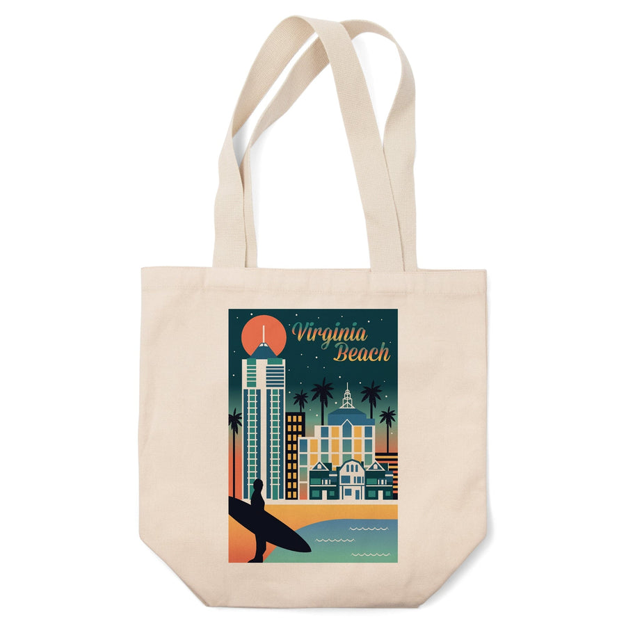 Virginia Beach, Virginia, Retro Skyline Chromatic Series, Tote Bag Totes Lantern Press 