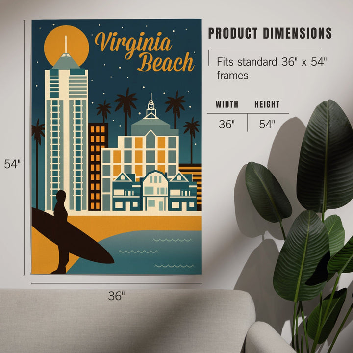Virginia Beach, Virginia, Retro Skyline Classic Series, Art & Giclee Prints Art Lantern Press 