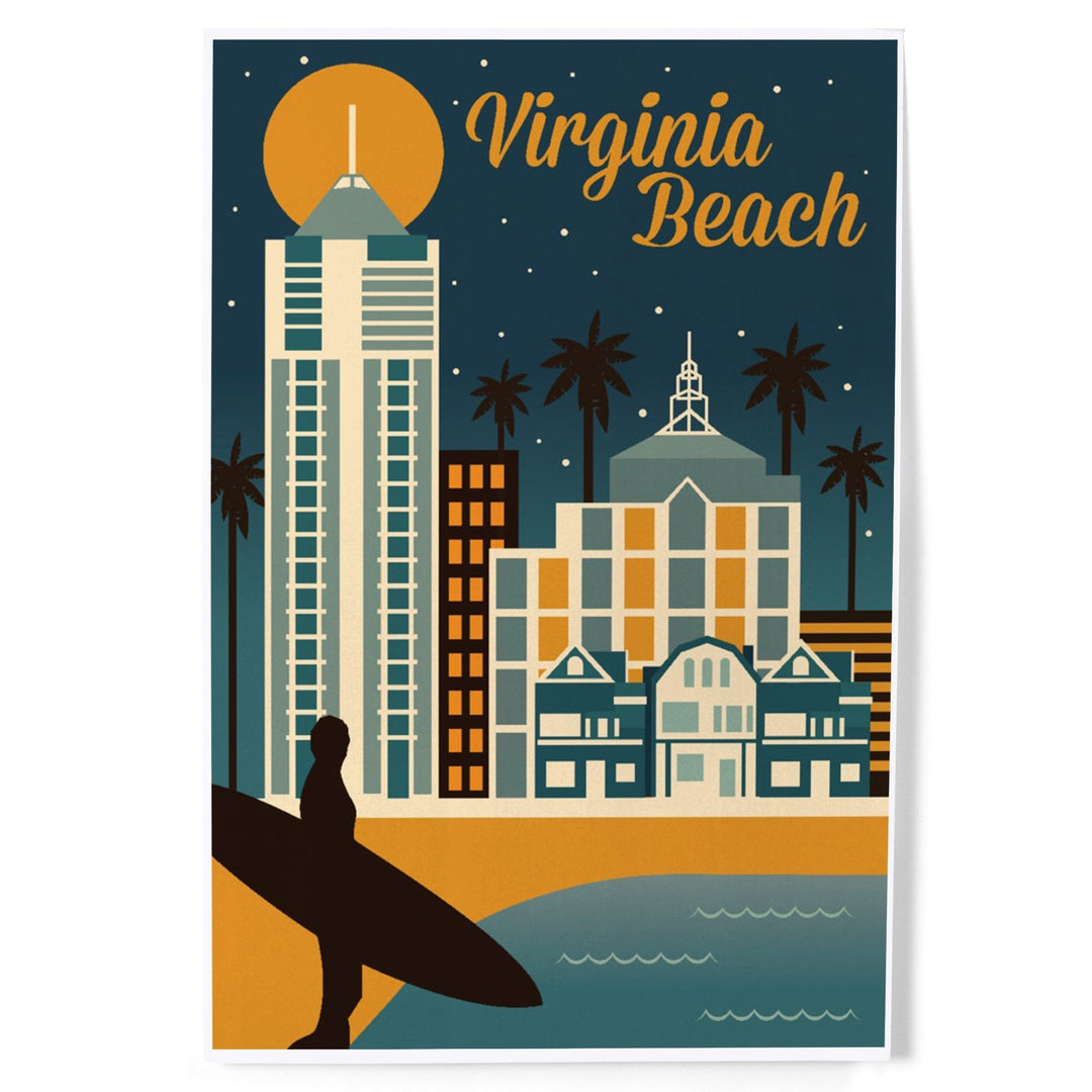 Virginia Beach, Virginia, Retro Skyline Classic Series, Art & Giclee Prints Art Lantern Press 