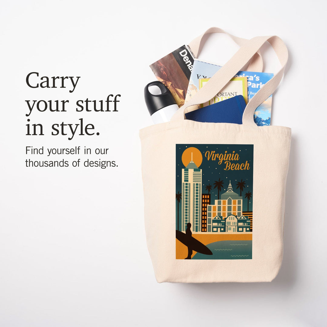 Virginia Beach, Virginia, Retro Skyline Classic Series, Tote Bag Totes Lantern Press 
