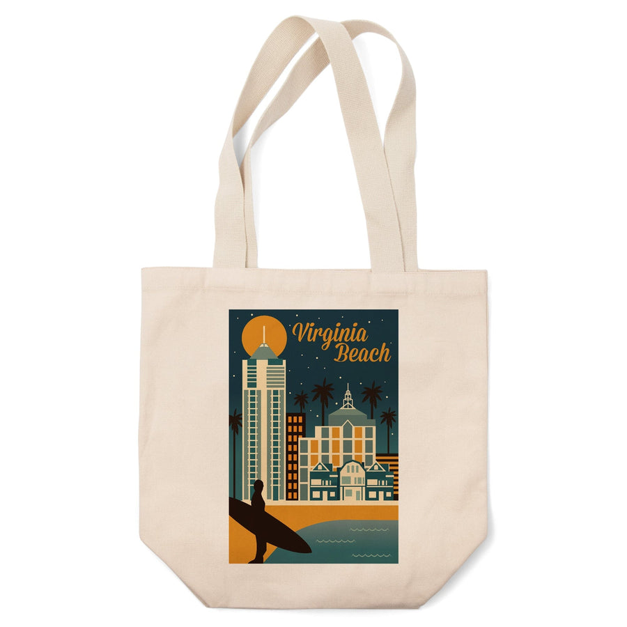 Virginia Beach, Virginia, Retro Skyline Classic Series, Tote Bag Totes Lantern Press 