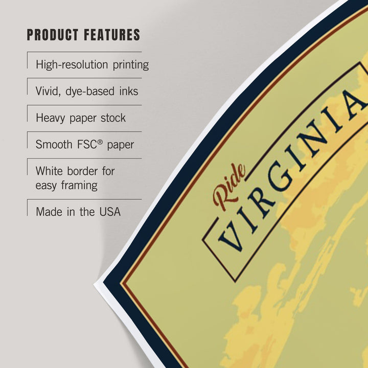 Virginia, Mountain Bike, Ride the Trails, Art & Giclee Prints Art Lantern Press 