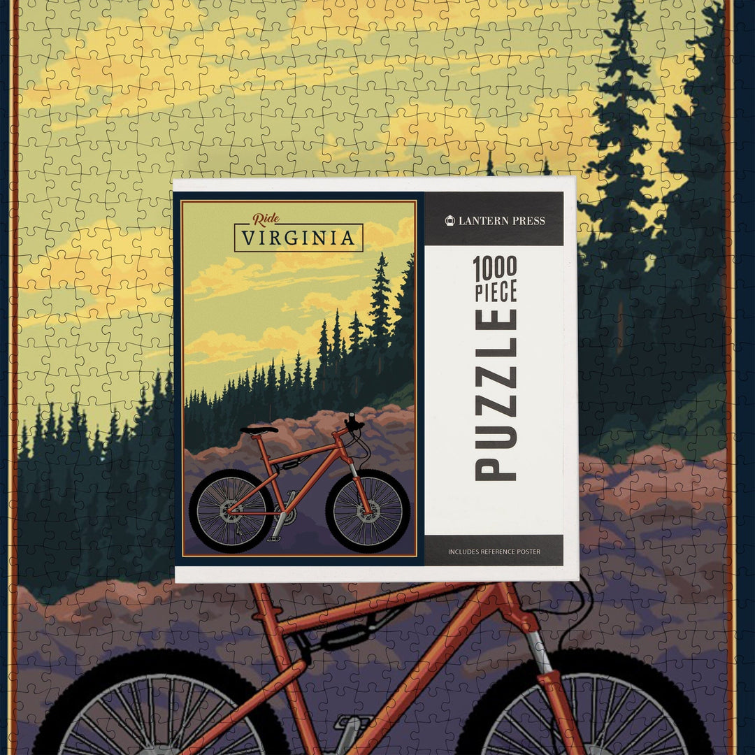 Virginia, Mountain Bike, Ride the Trails, Jigsaw Puzzle Puzzle Lantern Press 