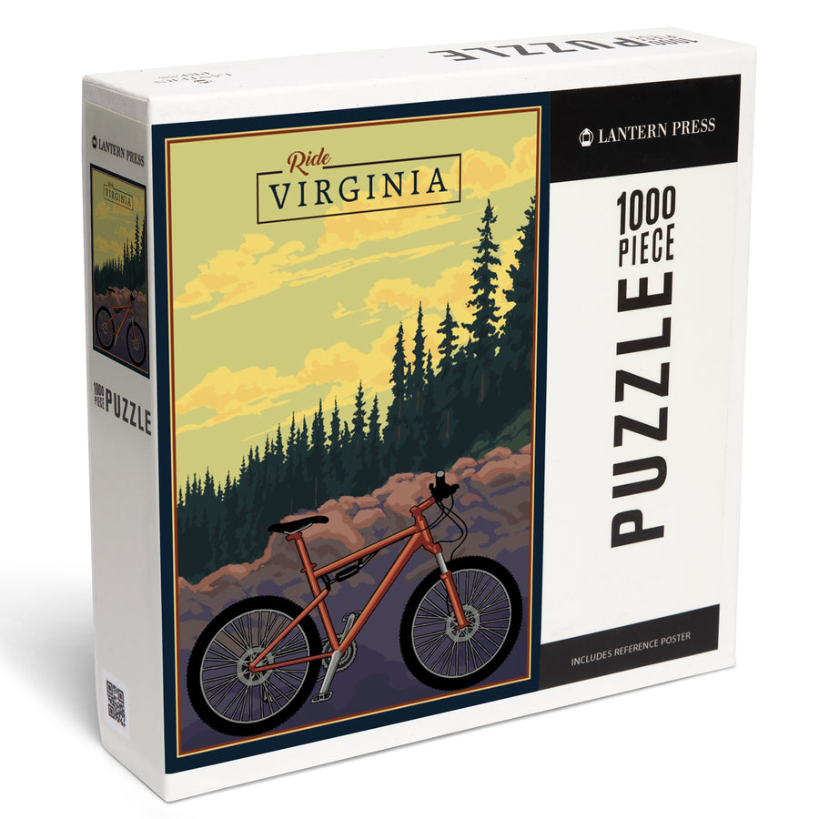 Virginia, Mountain Bike, Ride the Trails, Jigsaw Puzzle Puzzle Lantern Press 