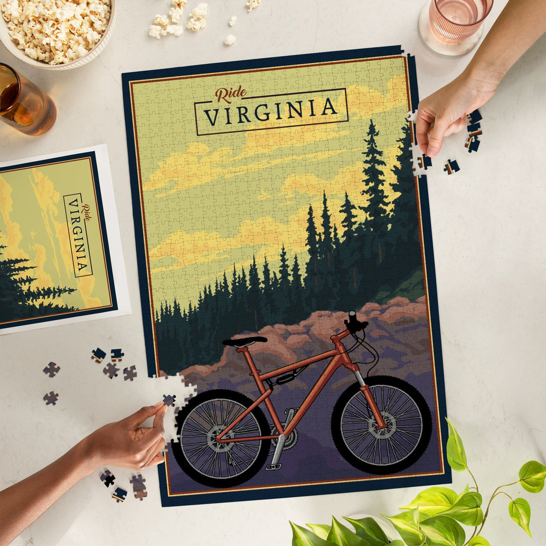 Virginia, Mountain Bike, Ride the Trails, Jigsaw Puzzle Puzzle Lantern Press 